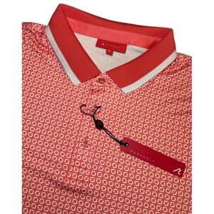 REDVANLY DEVINE Golf Polo Shirt Mens XL Coral Geo Performance Short Sleeve NWT